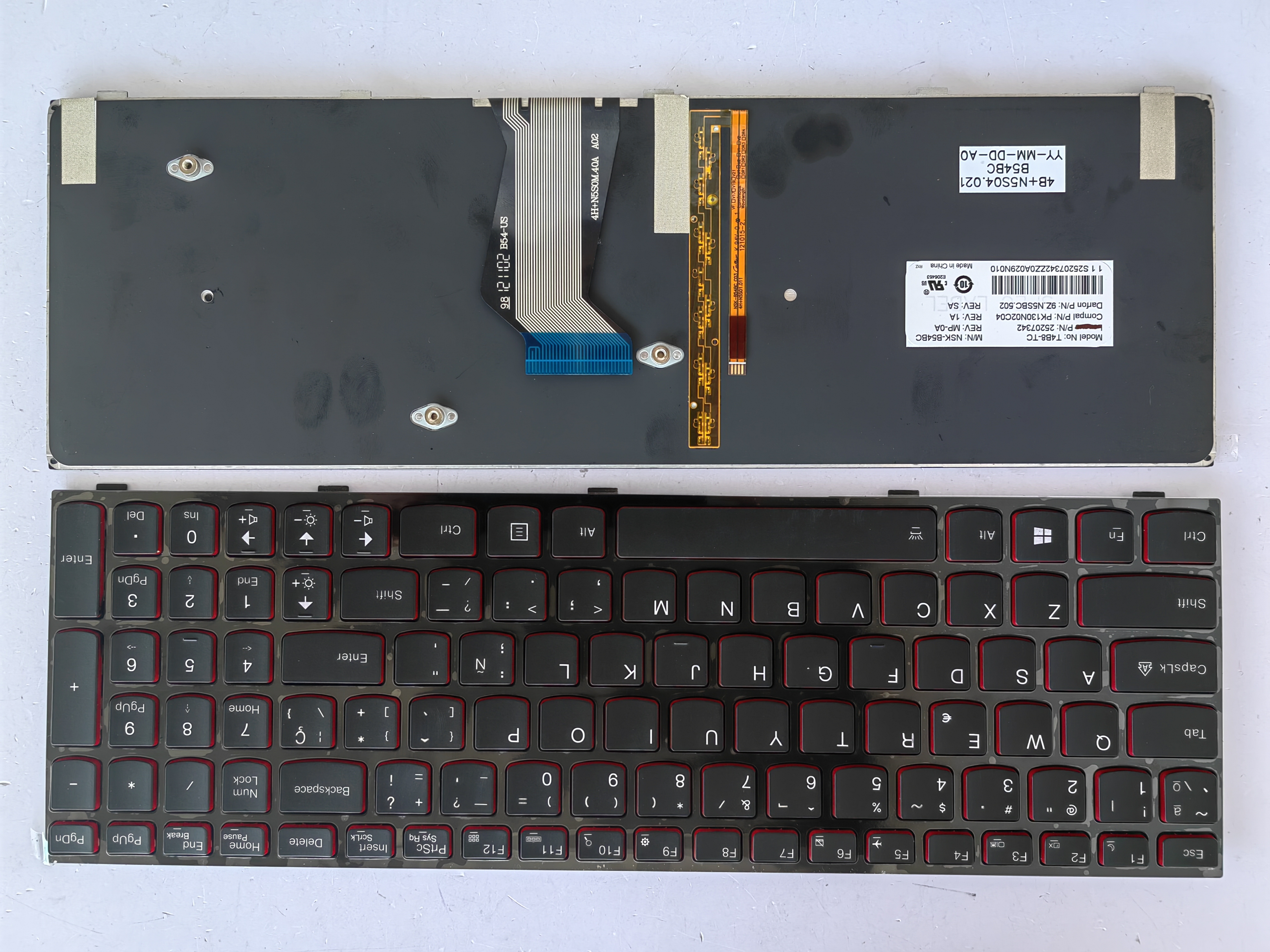 Picture of New Replacement Laptop Keyboard For LENOVO Y500/Y510 small carriage return BLACK FRAME BLACK Backlit,Red Side (OEM) SP Layout